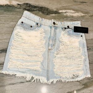 Carmar Light Blue Distressed Denim Mini Skirt